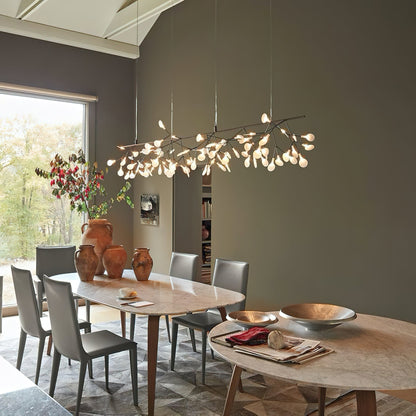 Plafonnier LED branche organique en métal blanc et acrylique pour salle à manger à hauts plafonds, lustre moderne décoratif, dimmable, ajustable, S
