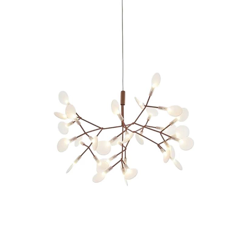 Plafonnier LED branche organique en métal blanc et acrylique pour salle à manger à hauts plafonds, lustre moderne décoratif, dimmable, ajustable, S
