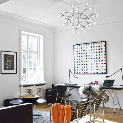 Plafonnier LED branche organique en métal blanc et acrylique pour salle à manger à hauts plafonds, lustre moderne décoratif, dimmable, ajustable, S