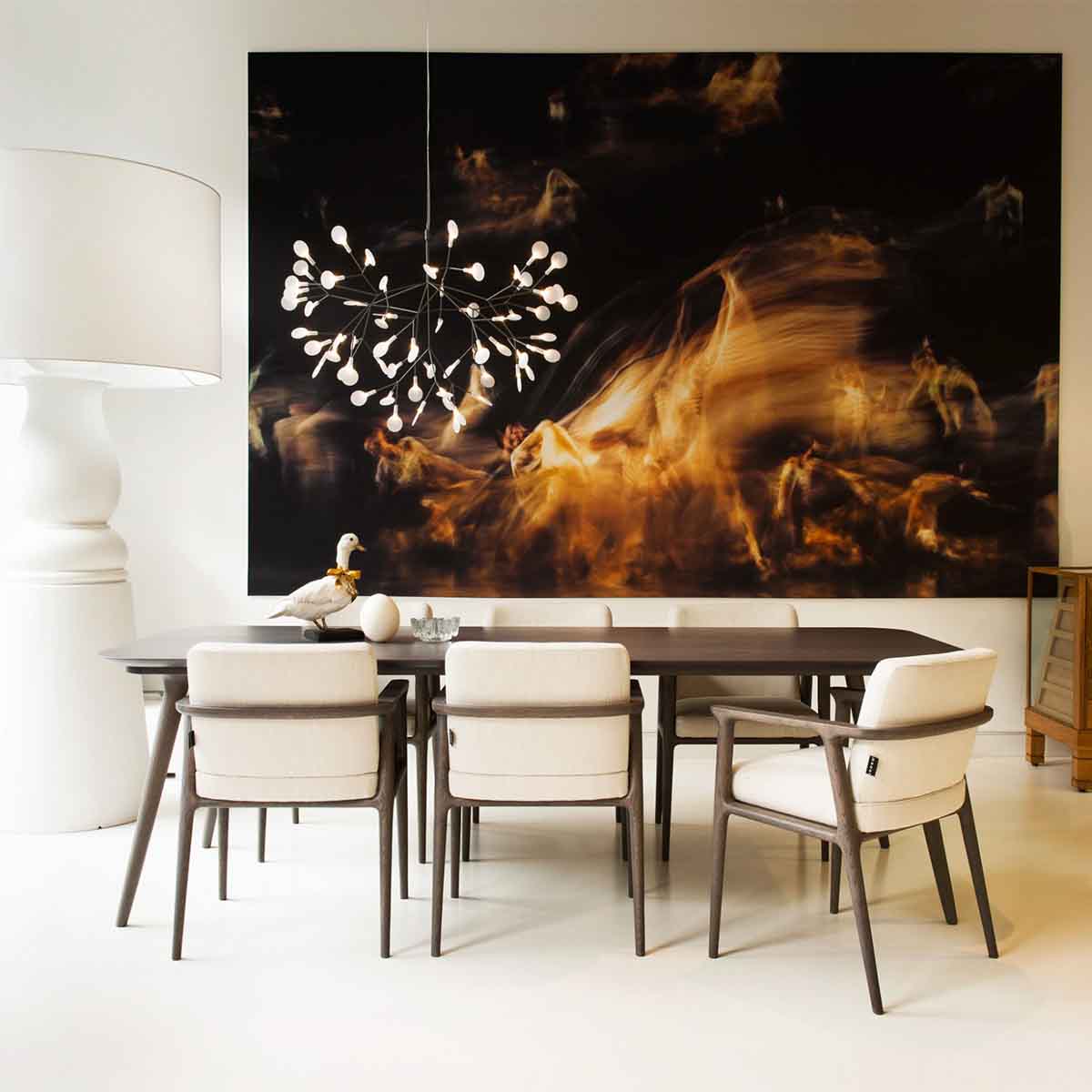 Plafonnier LED branche organique en métal blanc et acrylique pour salle à manger à hauts plafonds, lustre moderne décoratif, dimmable, ajustable, S