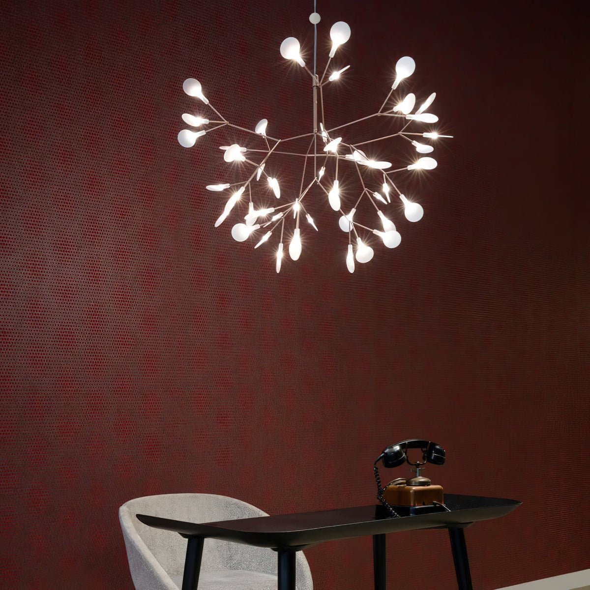 Plafonnier LED branche organique en métal blanc et acrylique pour salle à manger à hauts plafonds, lustre moderne décoratif, dimmable, ajustable, S
