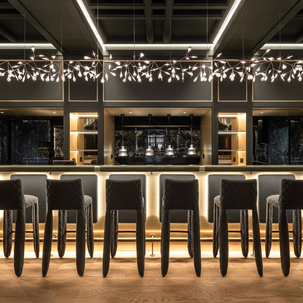 Plafonnier LED branche organique en métal blanc et acrylique pour salle à manger à hauts plafonds, lustre moderne décoratif, dimmable, ajustable, S