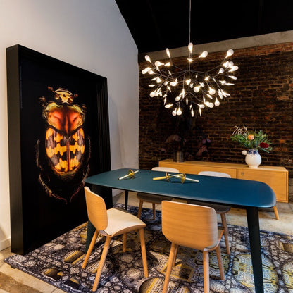 Plafonnier LED branche organique en métal blanc et acrylique pour salle à manger à hauts plafonds, lustre moderne décoratif, dimmable, ajustable, S