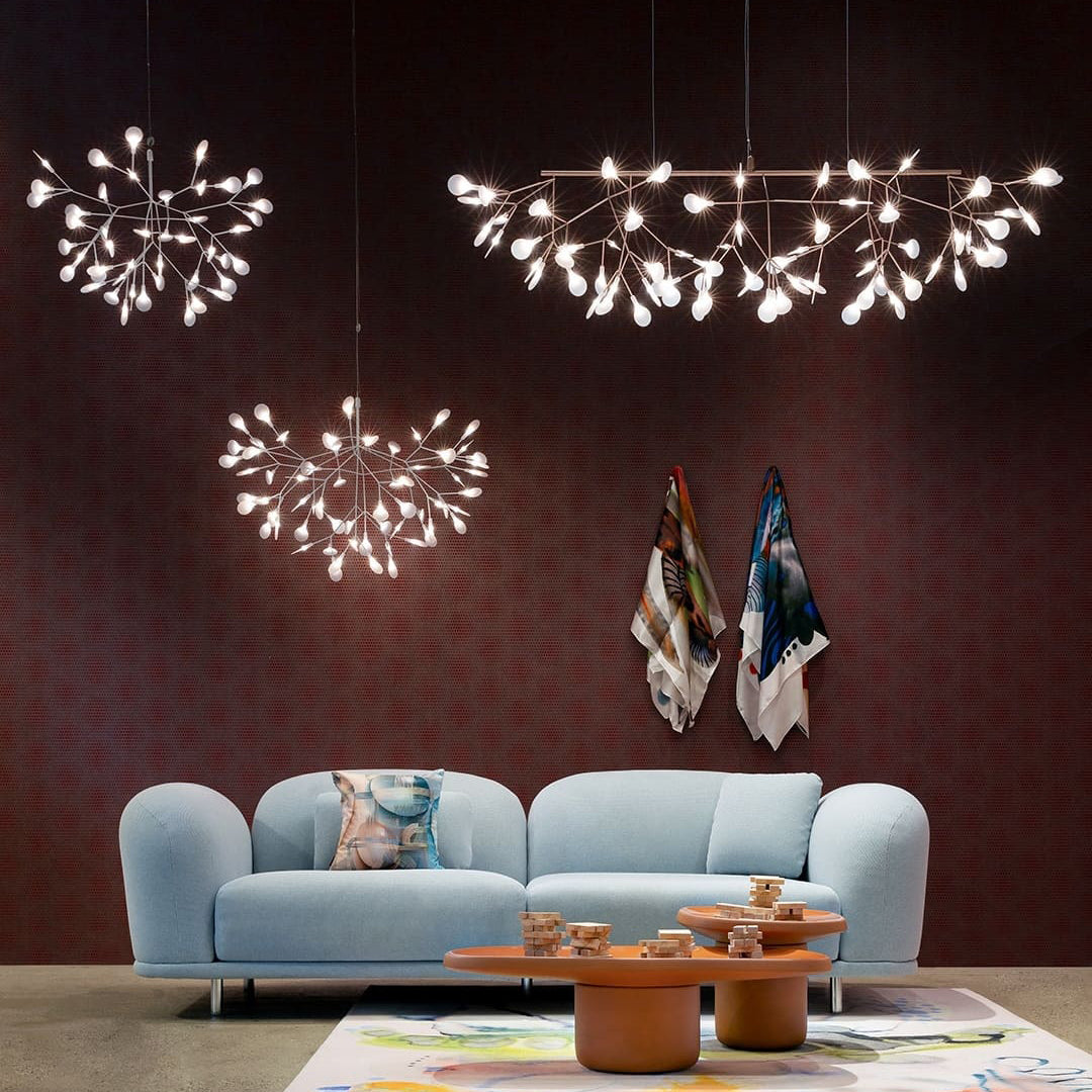 Plafonnier LED branche organique en métal blanc et acrylique pour salle à manger à hauts plafonds, lustre moderne décoratif, dimmable, ajustable, S