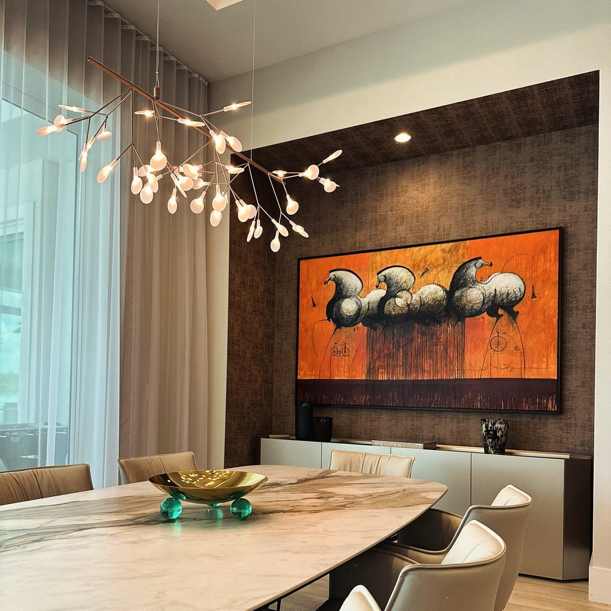 Plafonnier LED branche organique en métal blanc et acrylique pour salle à manger à hauts plafonds, lustre moderne décoratif, dimmable, ajustable, S
