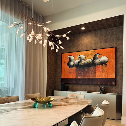 Plafonnier LED branche organique en métal blanc et acrylique pour salle à manger à hauts plafonds, lustre moderne décoratif, dimmable, ajustable, S