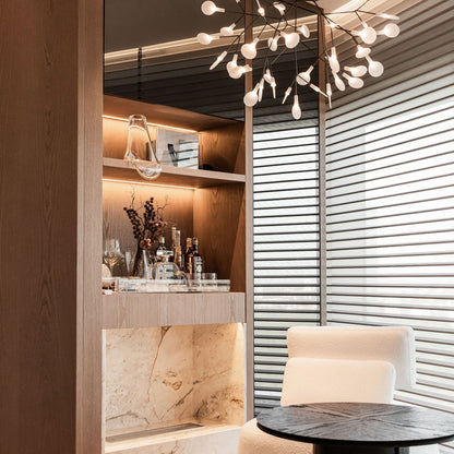 Plafonnier LED branche organique en métal blanc et acrylique pour salle à manger à hauts plafonds, lustre moderne décoratif, dimmable, ajustable, S