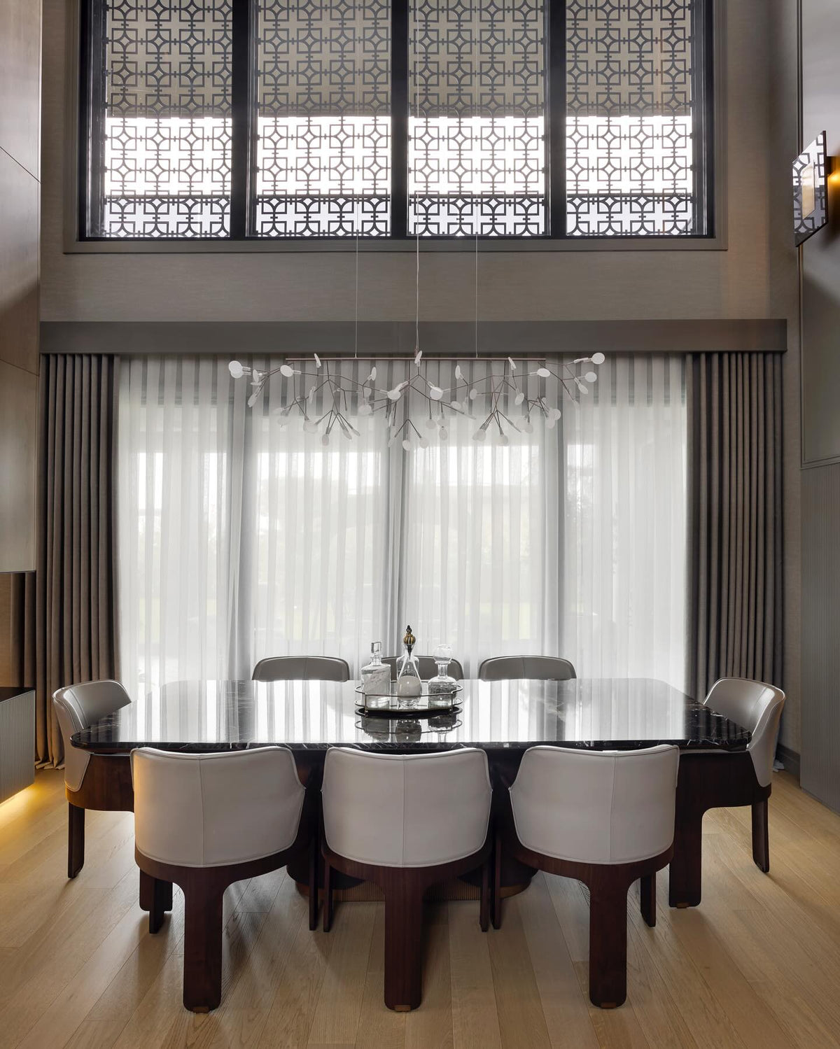 Plafonnier LED branche organique en métal blanc et acrylique pour salle à manger à hauts plafonds, lustre moderne décoratif, dimmable, ajustable, S