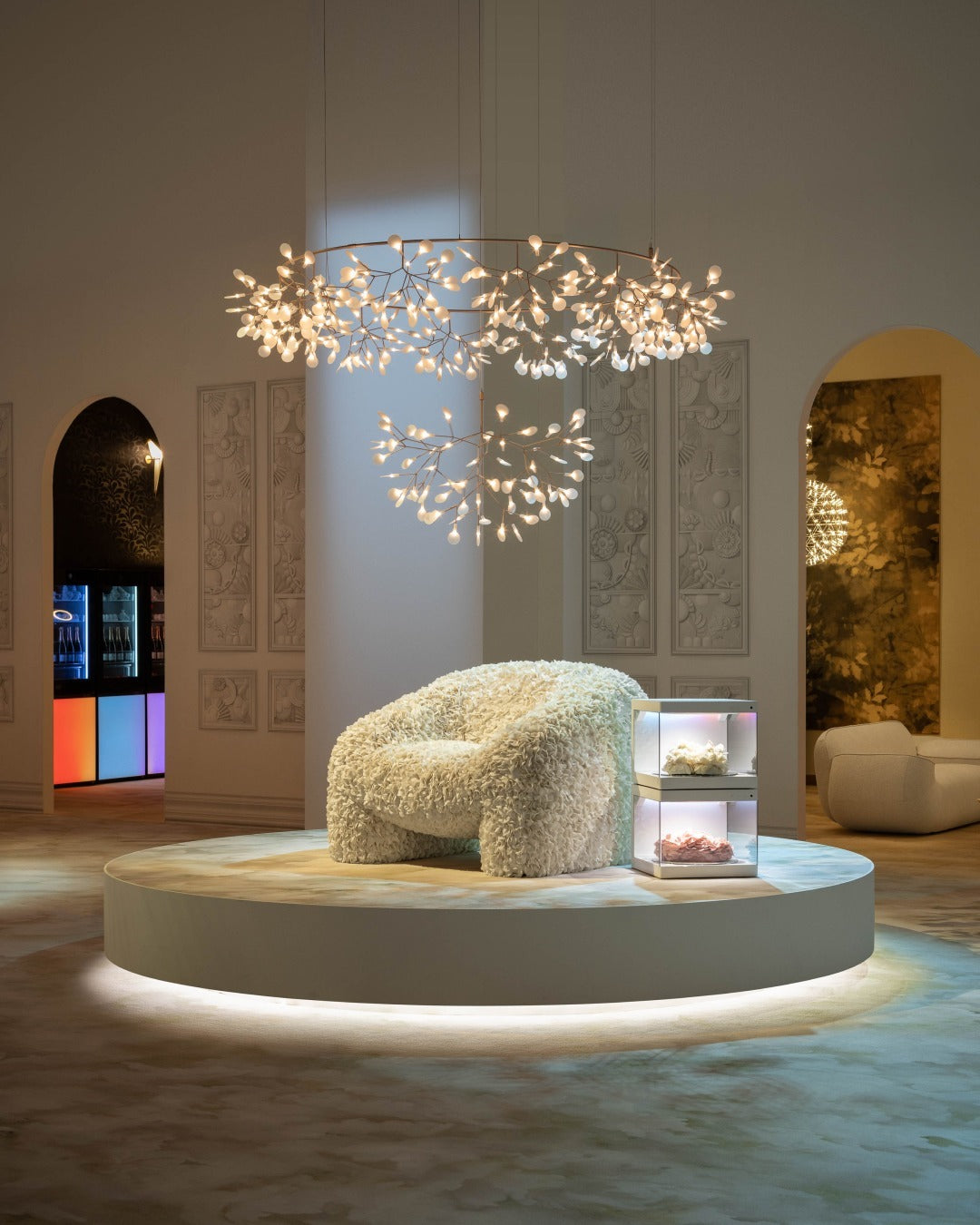Plafonnier LED branche organique en métal blanc et acrylique pour salle à manger à hauts plafonds, lustre moderne décoratif, dimmable, ajustable, S