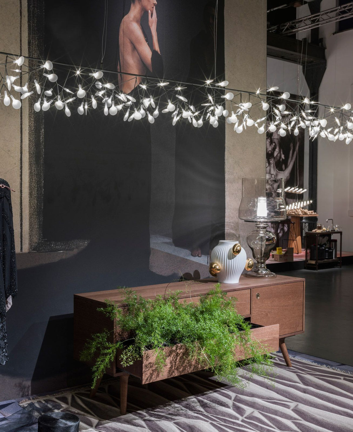 Plafonnier LED branche organique en métal blanc et acrylique pour salle à manger à hauts plafonds, lustre moderne décoratif, dimmable, ajustable, S
