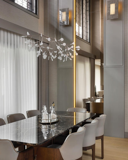 Plafonnier LED branche organique en métal blanc et acrylique pour salle à manger à hauts plafonds, lustre moderne décoratif, dimmable, ajustable, S