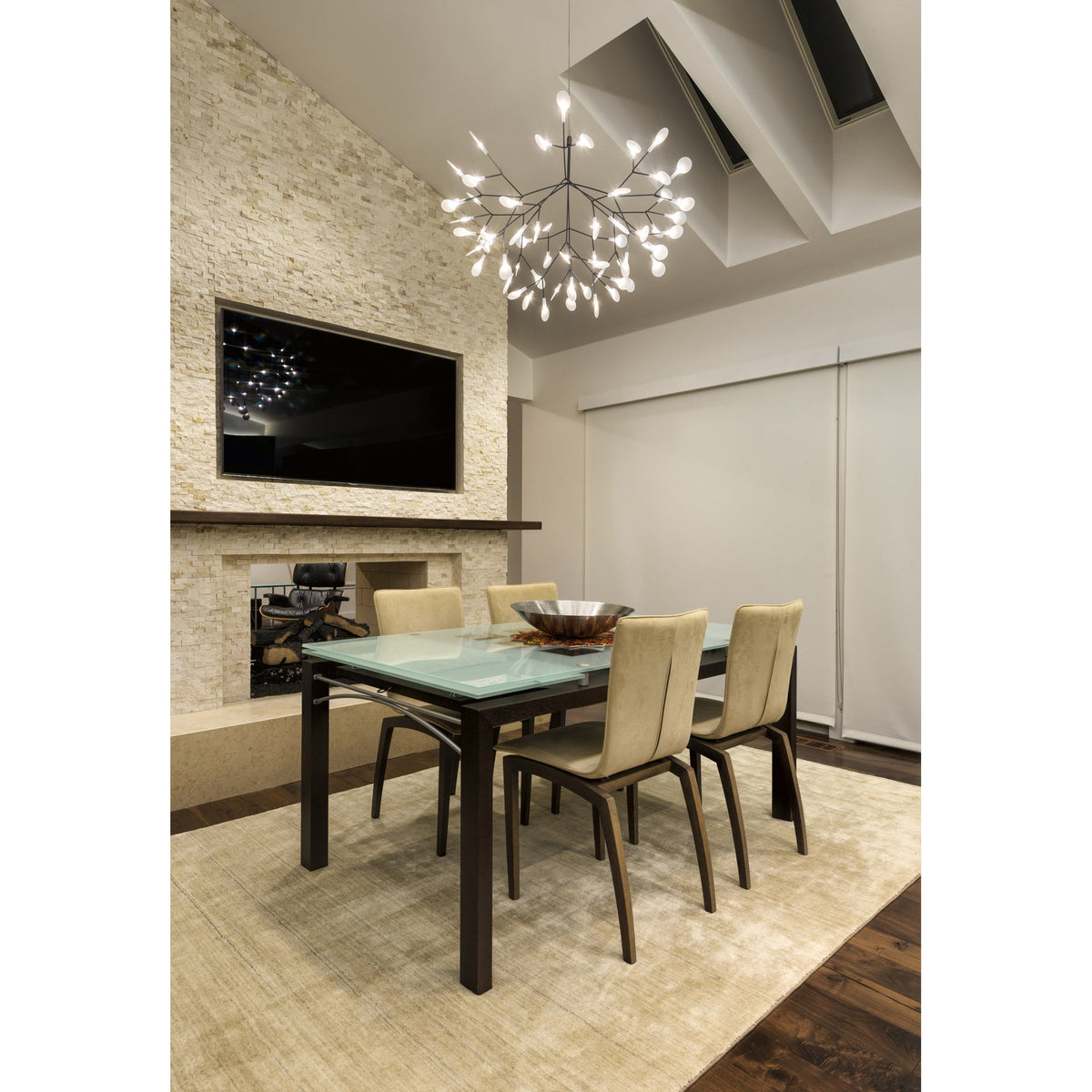 Plafonnier LED branche organique en métal blanc et acrylique pour salle à manger à hauts plafonds, lustre moderne décoratif, dimmable, ajustable, S