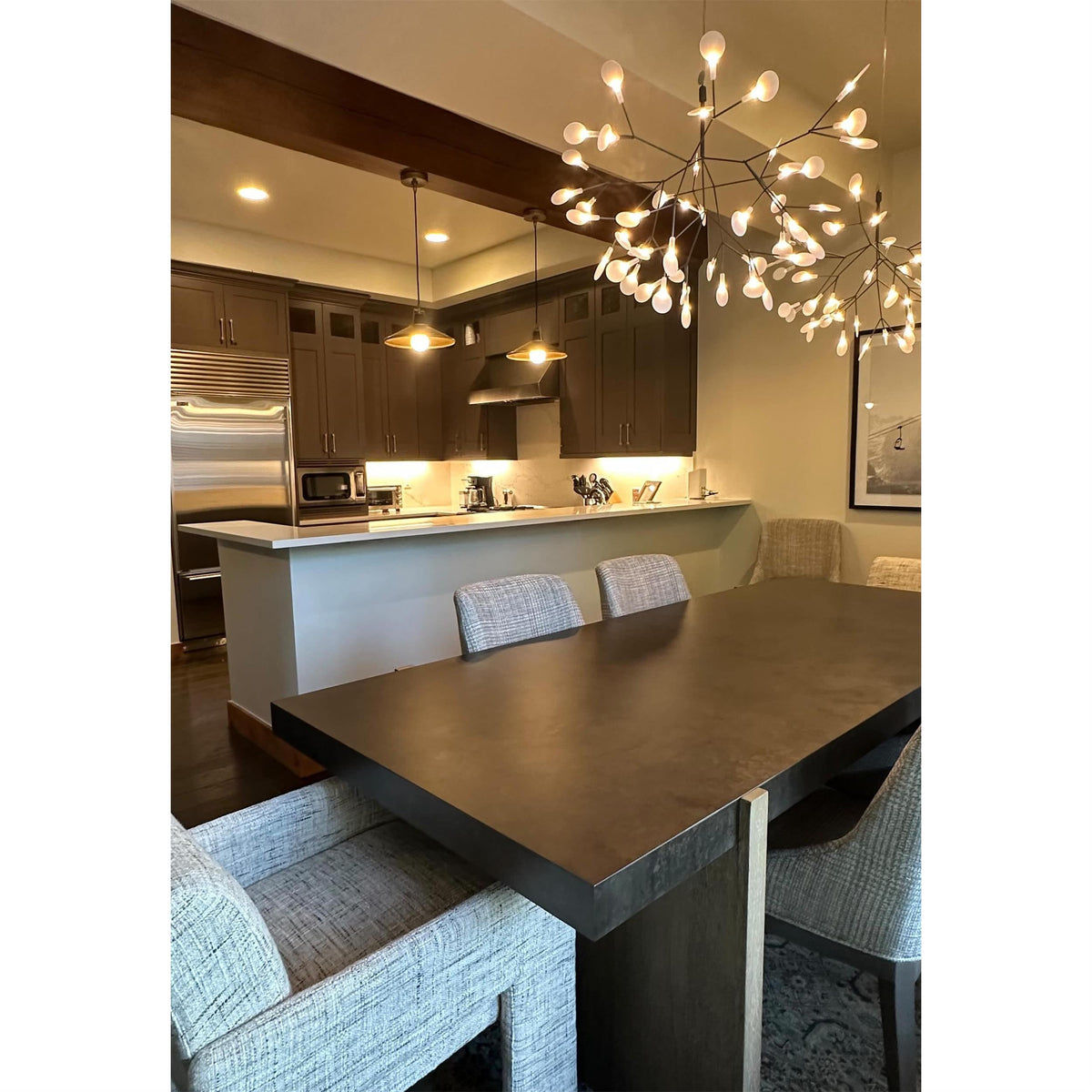 Plafonnier LED branche organique en métal blanc et acrylique pour salle à manger à hauts plafonds, lustre moderne décoratif, dimmable, ajustable, S