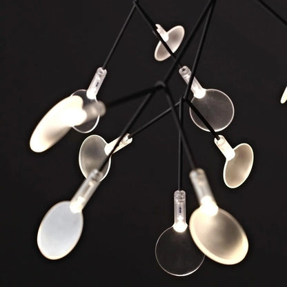 Plafonnier LED branche organique en métal blanc et acrylique pour salle à manger à hauts plafonds, lustre moderne décoratif, dimmable, ajustable, S