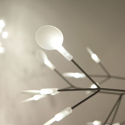 Plafonnier LED branche organique en métal blanc et acrylique pour salle à manger à hauts plafonds, lustre moderne décoratif, dimmable, ajustable, S