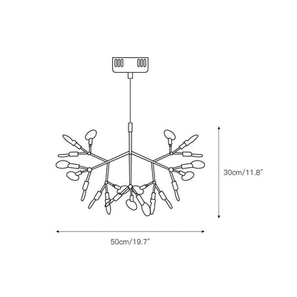 Plafonnier LED branche organique en métal blanc et acrylique pour salle à manger à hauts plafonds, lustre moderne décoratif, dimmable, ajustable, S