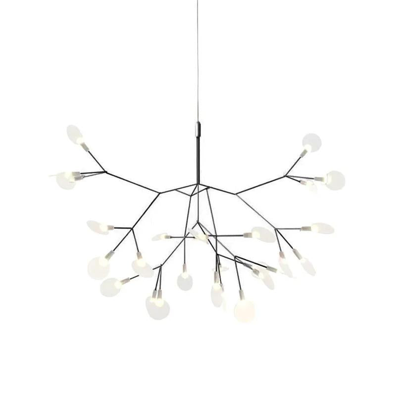 Plafonnier LED branche organique en métal blanc et acrylique pour salle à manger à hauts plafonds, lustre moderne décoratif, dimmable, ajustable, S
