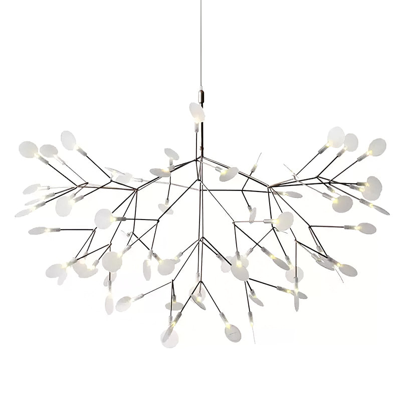 Plafonnier LED branche organique en métal blanc et acrylique pour salle à manger à hauts plafonds, lustre moderne décoratif, dimmable, ajustable, S