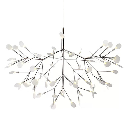 Plafonnier LED branche organique en métal blanc et acrylique pour salle à manger à hauts plafonds, lustre moderne décoratif, dimmable, ajustable, S