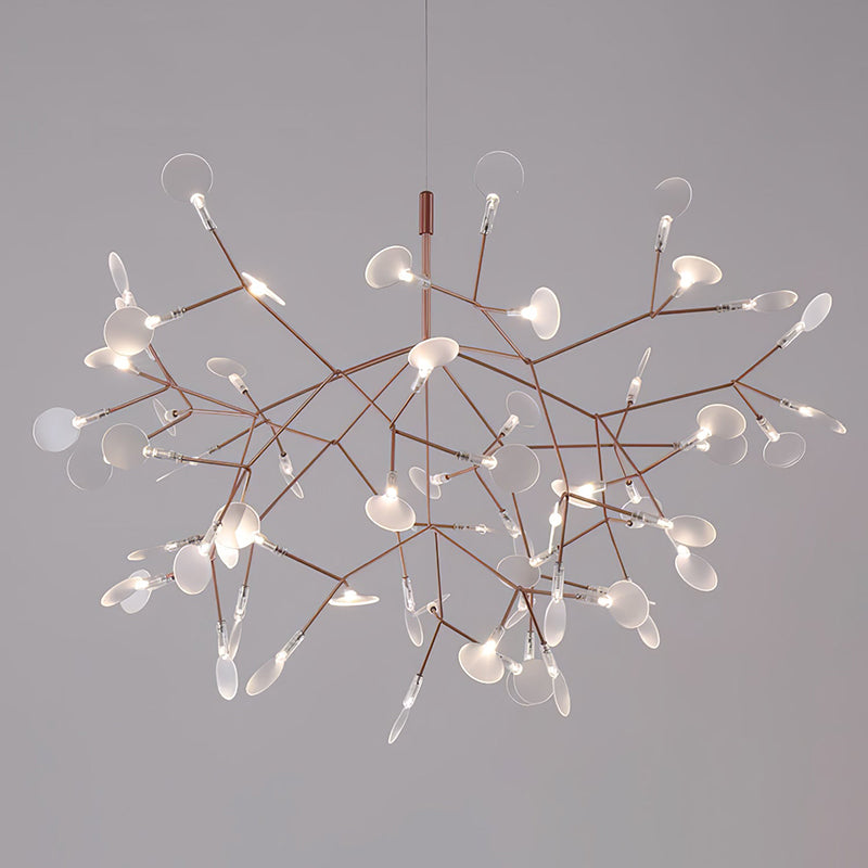Plafonnier LED branche organique en métal blanc et acrylique pour salle à manger à hauts plafonds, lustre moderne décoratif, dimmable, ajustable, S