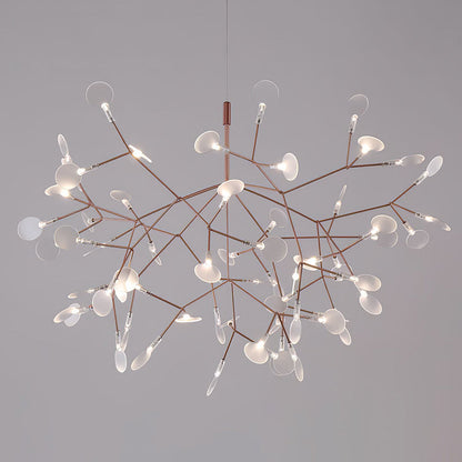 Plafonnier LED branche organique en métal blanc et acrylique pour salle à manger à hauts plafonds, lustre moderne décoratif, dimmable, ajustable, S