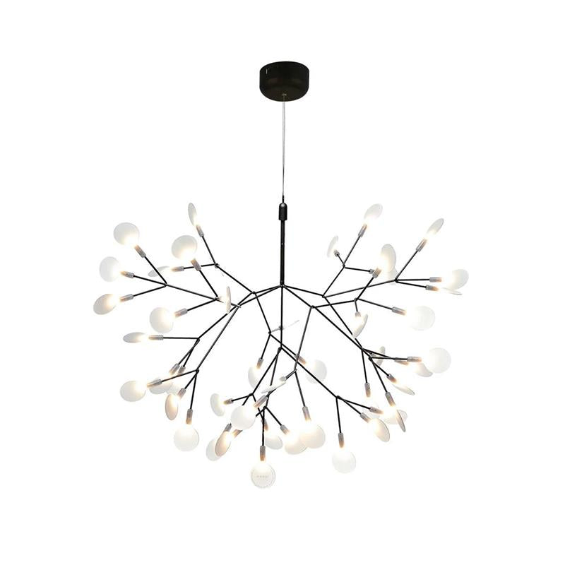 Plafonnier LED branche organique en métal blanc et acrylique pour salle à manger à hauts plafonds, lustre moderne décoratif, dimmable, ajustable, S