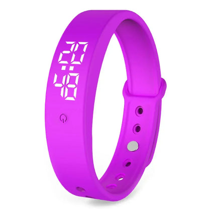 Digital Fitness Watch with Vibration Alerts, Waterproof LED Sports Wristwatch for Swimming and Running