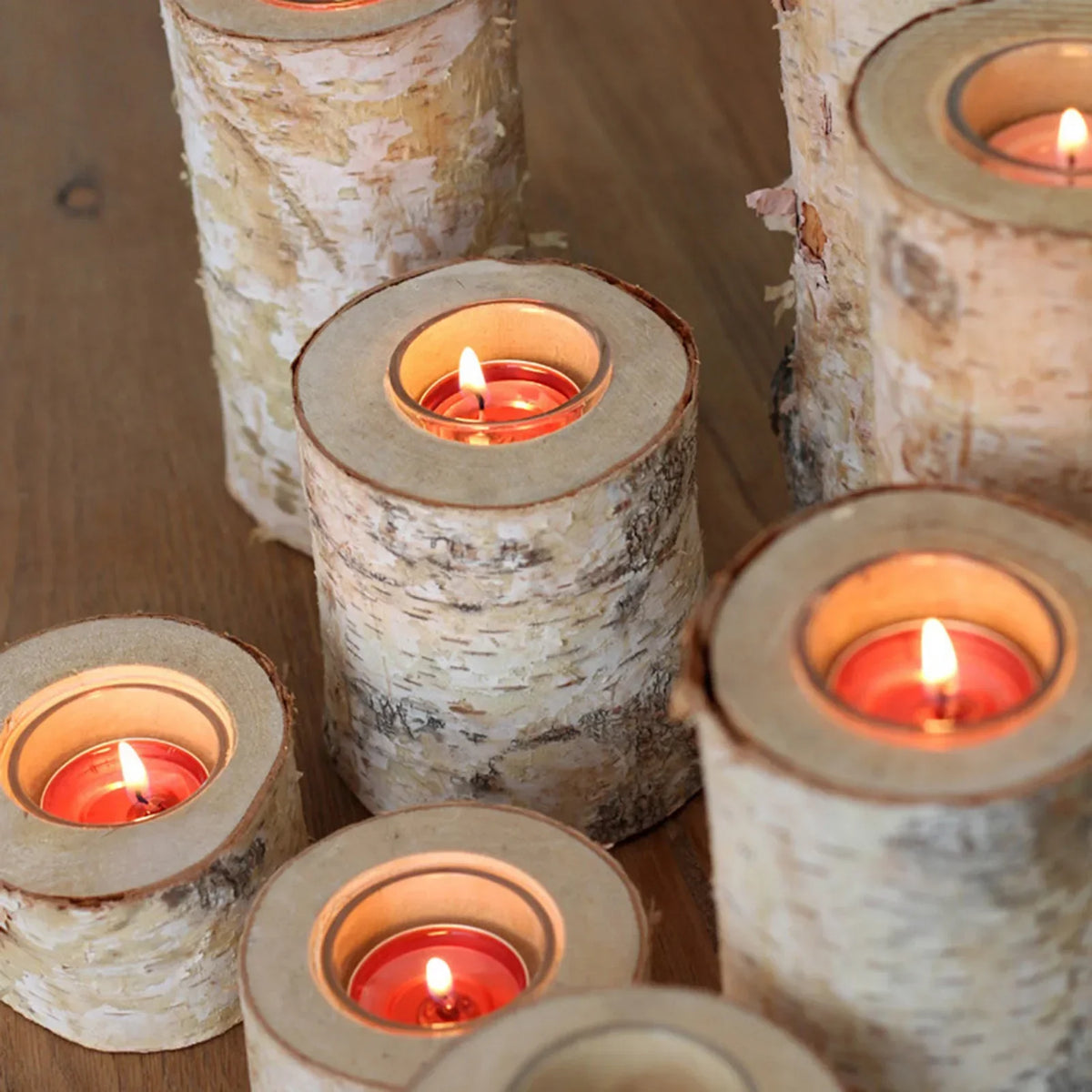 Natural Wood Tealight Stand 2-8 Inches Farmhouse Table Accent Organic Bark Texture Mantel Display Home Centerpiece Décor