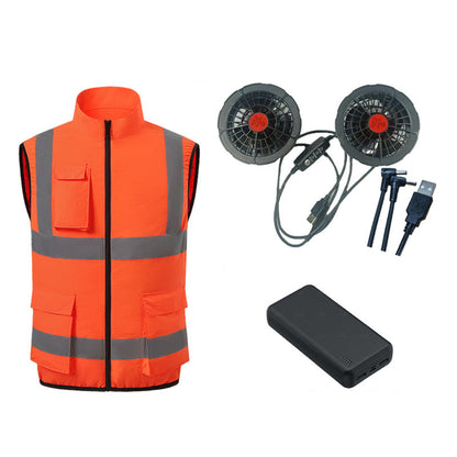 Ortekor High-Performance Cooling Vest with Built-in Fans & Reflective Stripes for Men