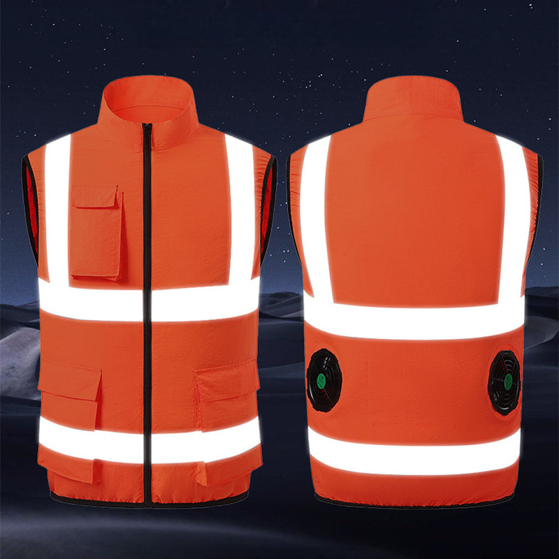 Ortekor High-Performance Cooling Vest with Built-in Fans & Reflective Stripes for Men