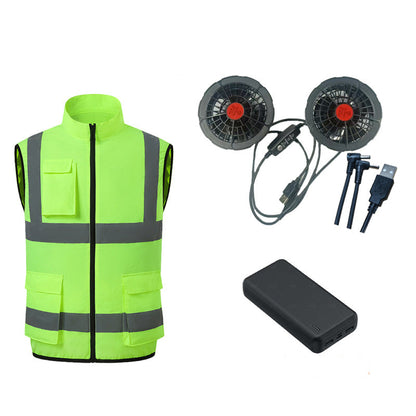 Ortekor High-Performance Cooling Vest with Built-in Fans & Reflective Stripes for Men