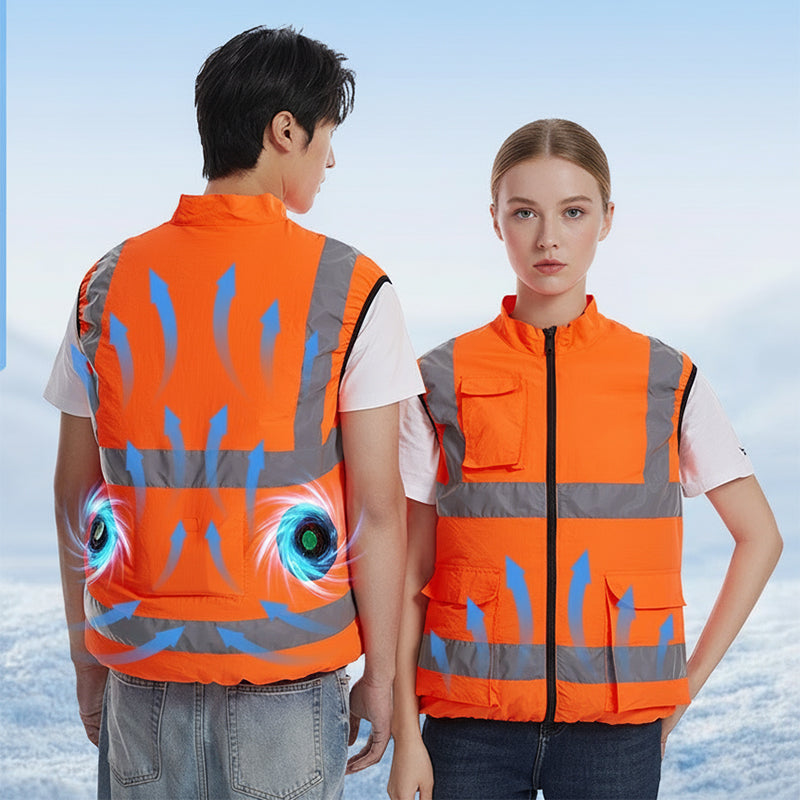 Ortekor High-Performance Cooling Vest with Built-in Fans & Reflective Stripes for Men