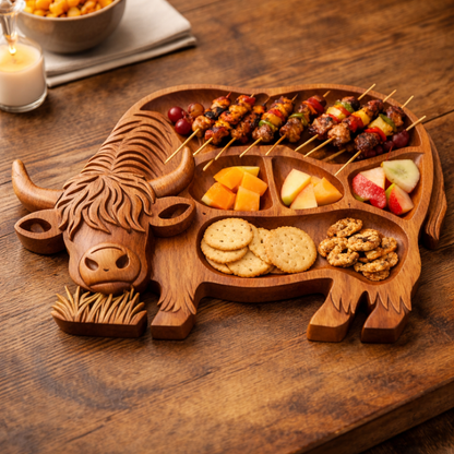 Highland Feast™ - Rustic Cow Charcuterie Board