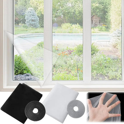 Adjustable Window Screen Mesh with Hook-and-Loop Fastener for Bug Protection in Homes and Doors