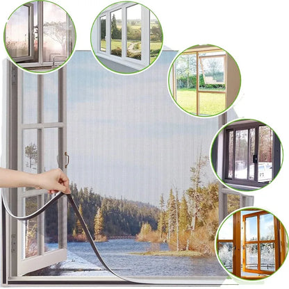 Adjustable Window Screen Mesh with Hook-and-Loop Fastener for Bug Protection in Homes and Doors