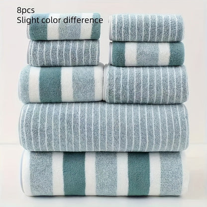 Coral Fleece Towel Set 8-Piece Quick-Dry Lightweight for Shower Bath Gym Travel Home Bathroom Neutral Tones 9.9 oz/sq ft Microfiber
