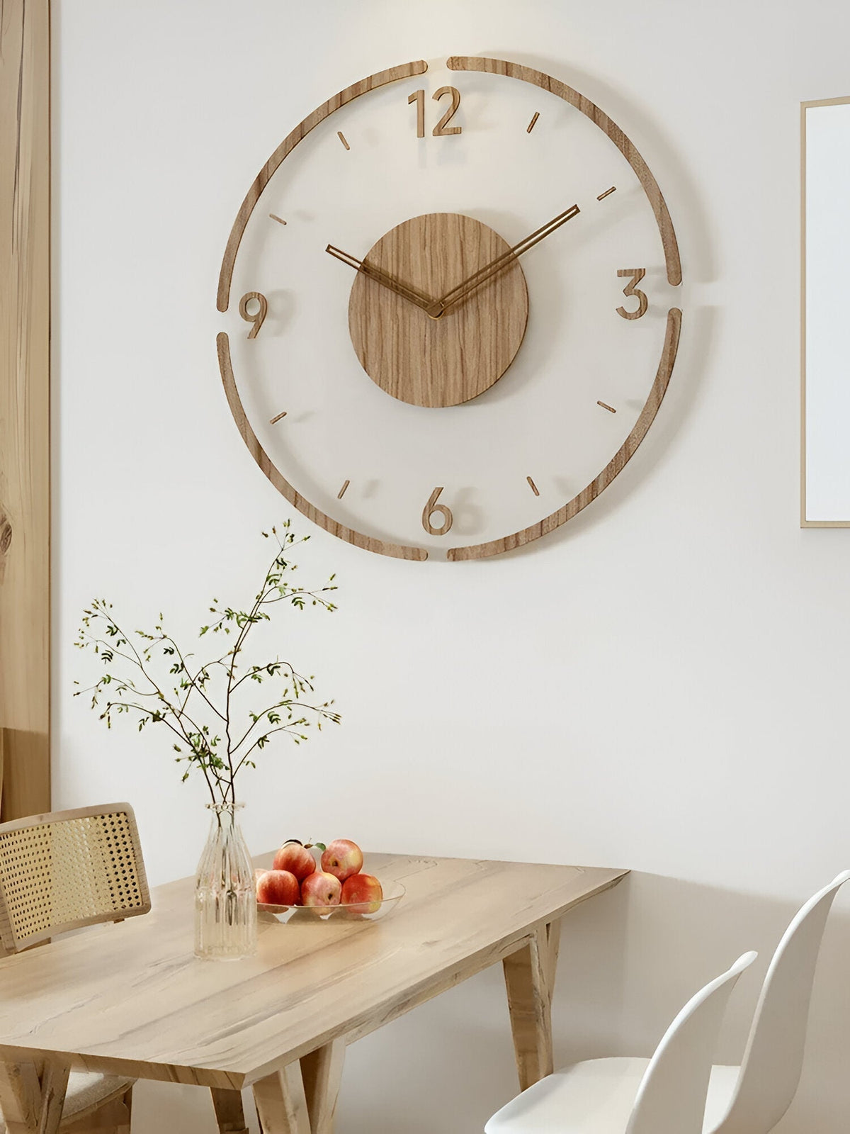 Silent Wall Clock with Wood and Acrylic Face – Modern Minimalist Timepiece for Living Room, Bedroom, Office
