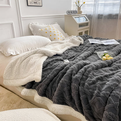 Reversible Sherpa Throw Blanket 59×79 Inches Soft Polyester for Couch Bed Chair Gray White Lightweight Winter Warmth Layer Bedroom Living Ro