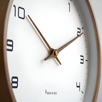 Wood Frame Wall Clock Silent Quartz 12 Inch Round White Dial Clean Numbers for Kitchen Living Room Bedroom Home Office Scandinavian Decor