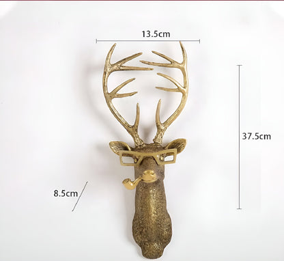Animal Head Wall Hook Resin Decorative Hanger for Keys Coats Bags Entryway Bedroom Handcrafted Bronze Brass Wildlife Accent Organizer Home