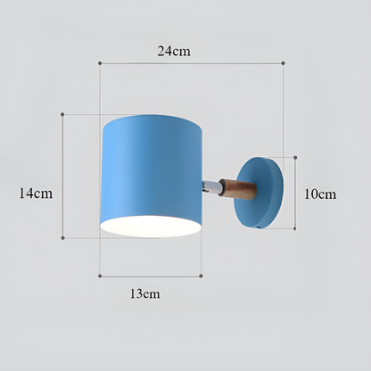 Adjustable Bedside Sconce Light Metal Wood 5 in Pink Reading Lamp Bedroom Nursery Guest Room Wall Mount Fixture for Nightstand Indoor Modern