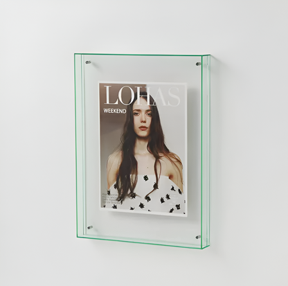 Clear Acrylic Photo Frame Stand – Frameless Floating Picture Holder for Desk & Wall Display – Modern Minimalist Design for Prints