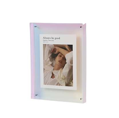 Clear Acrylic Photo Frame Stand – Frameless Floating Picture Holder for Desk & Wall Display – Modern Minimalist Design for Prints