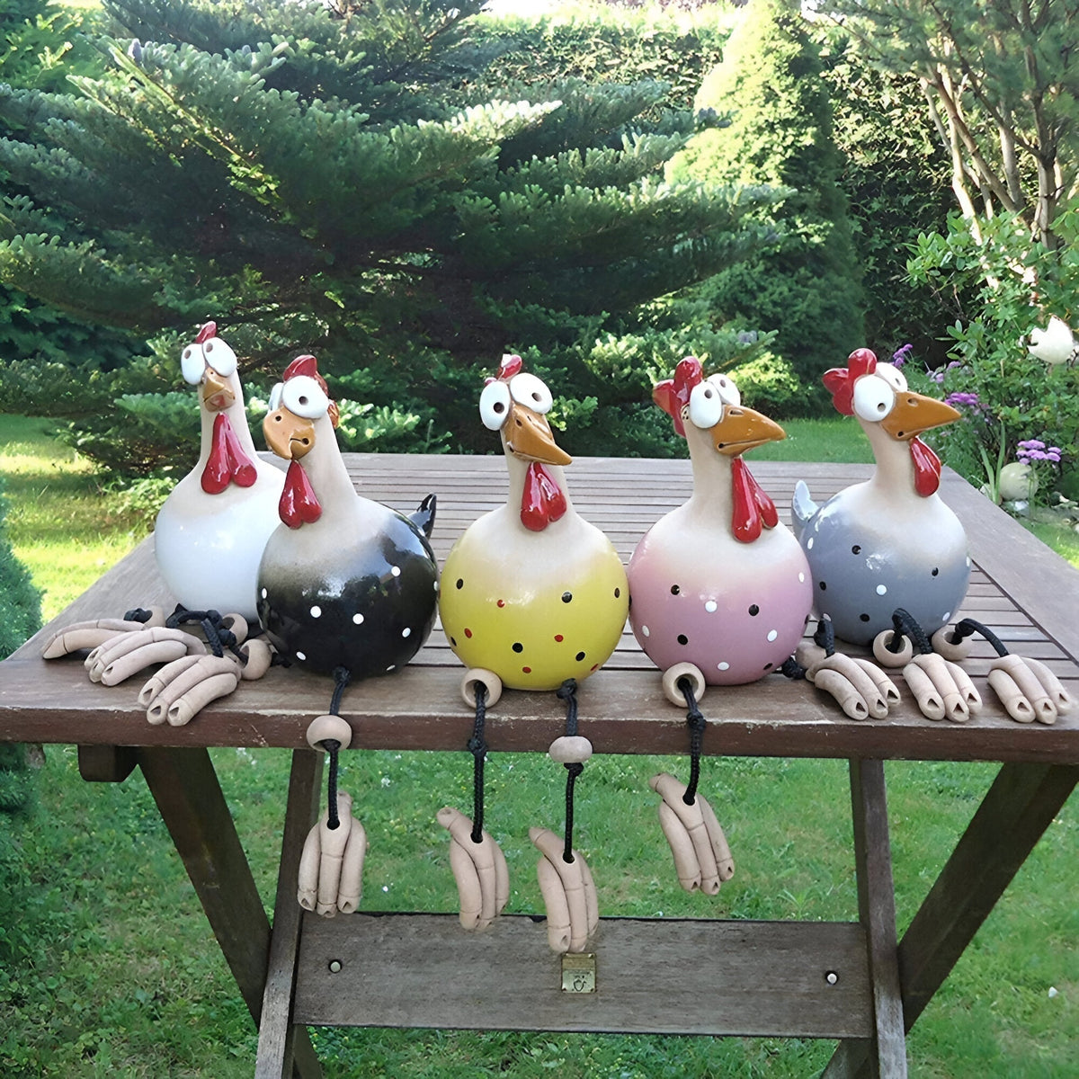 Statues de jardin fantaisistes | Grande poule décorative en résine aux yeux vifs | Décoration d'extérieur durable au charme unique