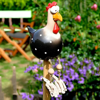 Statues de jardin fantaisistes | Grande poule décorative en résine aux yeux vifs | Décoration d'extérieur durable au charme unique