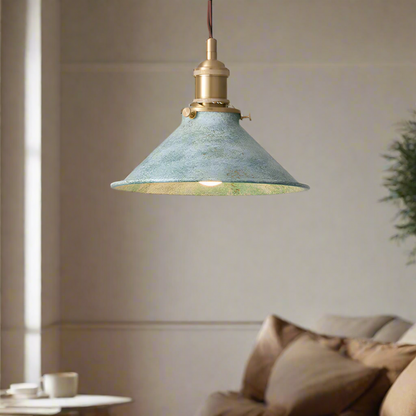 Iron Overhead Fixture 14-Inch Shade Blue Adjustable Drop Height E27 Socket Dining Counter Island Task Lighting Modern Vintage Warehouse Farm