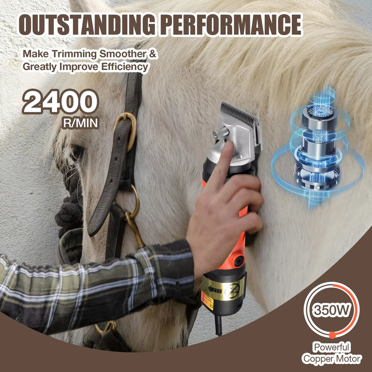 Tondeuse pour chevaux Ortekor | Tondeuse équestre ultra-silencieuse au design ergonomique | Un pansage sans stress pour les chevaux sensibles