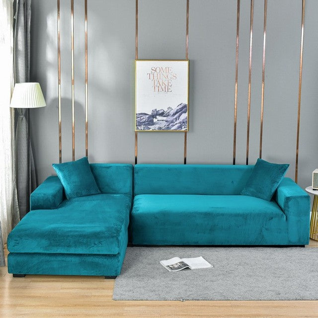Stretch Velvet Couch Cover with Full Frame Protection for Living Room Sofas – Universal Fit Slipcover