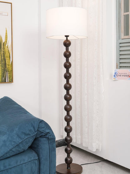 Lampadaire haut avec abat-jour blanc, 160 cm, base en bois naturel, éclairage d'appoint à intensité variable pour chambre, salon, coin lecture, décoration moderne