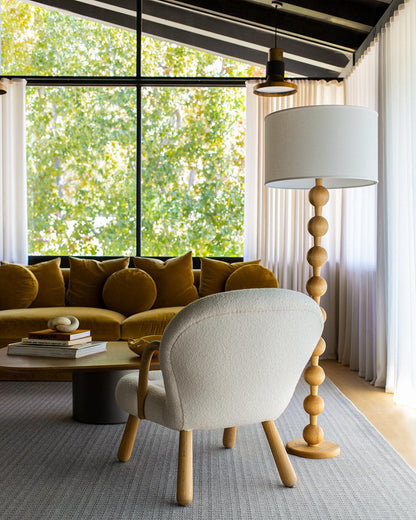 Lampadaire haut avec abat-jour blanc, 160 cm, base en bois naturel, éclairage d'appoint à intensité variable pour chambre, salon, coin lecture, décoration moderne